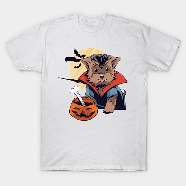 Cute Halloween Morkie Dog T-Shirt by BamBam